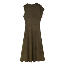 Load image into Gallery viewer, Early Autumn Women Clothing French Suede Leather Mid-Length Irregular Asymmetric Dress