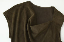 Load image into Gallery viewer, Early Autumn Women Clothing French Suede Leather Mid-Length Irregular Asymmetric Dress