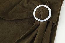 Load image into Gallery viewer, Early Autumn Women Clothing French Suede Leather Mid-Length Irregular Asymmetric Dress