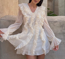 Load image into Gallery viewer, Elegant Women Clothing V neck Chiffon Multi Layer Ruffled Dress