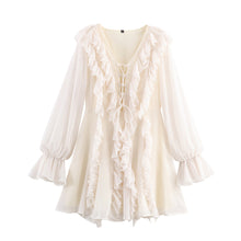 Load image into Gallery viewer, Elegant Women Clothing V neck Chiffon Multi Layer Ruffled Dress