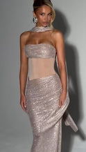 Load image into Gallery viewer, Autumn Entry Lux Sequined Ribbon Sleeveless Tube Top Cocktail Dress