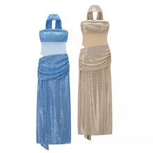 Load image into Gallery viewer, Autumn Entry Lux Sequined Ribbon Sleeveless Tube Top Cocktail Dress