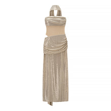 Load image into Gallery viewer, Autumn Entry Lux Sequined Ribbon Sleeveless Tube Top Cocktail Dress