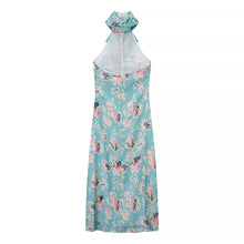 Load image into Gallery viewer, Women Clothing Autumn Socialite Artistic Printed Backless Design Halter Dress