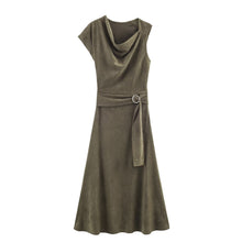 Load image into Gallery viewer, Women Clothing at Suede Effect Asymmetric Dress