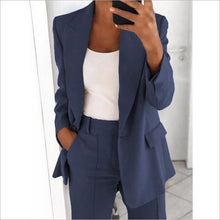 Load image into Gallery viewer, Lapel Blazer &amp; Slim-Fit Trousers Two-Piece Suit – 10 Colors XS–5XL