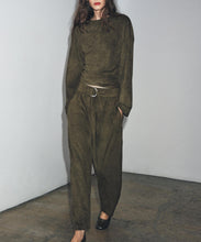 Load image into Gallery viewer, Women Clothing Waist Pleated Suede T shirt Top Belt Pants Suit Women