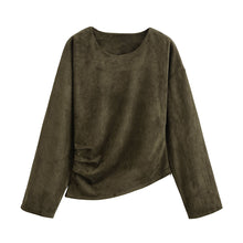 Load image into Gallery viewer, Women Clothing Waist Pleated Suede T shirt Top Belt Pants Suit Women