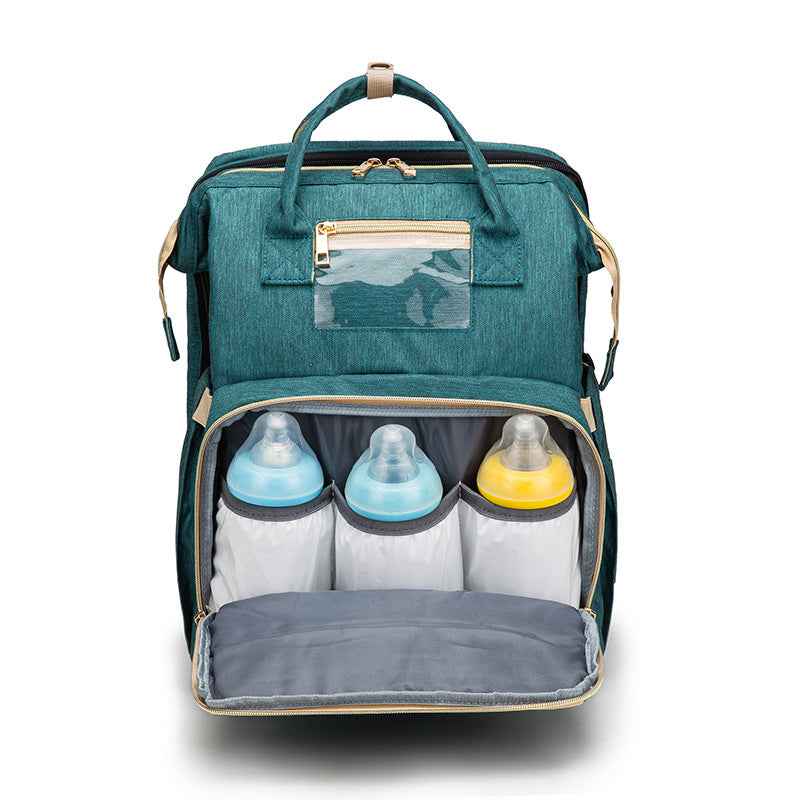 3-in-1 Convertible Baby Diaper Backpack with Foldable Travel Crib & USB Charging Port