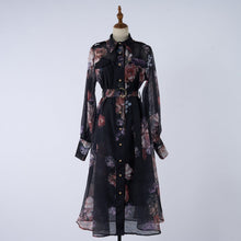 Load image into Gallery viewer, Women Autumn Silk And Cotton Floral Pattern Workwear Style Blouse Style Dress
