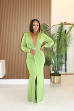 Load image into Gallery viewer, Women Deep V Plunge Long Sleeve Waist Sheath Sexy Split Solid Color Autumn Winter Maxi Dress