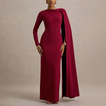 Load image into Gallery viewer, Women Wear One Shoulder Ribbon Evening Dress Long Sleeve Sexy Sheath Dress