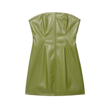 Load image into Gallery viewer, Women Clothing Fall Retro Street Sleeve Leather Dress
