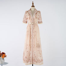 Load image into Gallery viewer, Women Summer Printed Buttons Stand Up Collar Maxi Dress