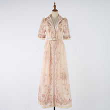 Load image into Gallery viewer, Women Summer Printed Buttons Stand Up Collar Maxi Dress