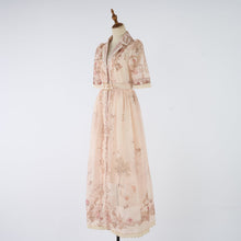 Load image into Gallery viewer, Women Summer Printed Buttons Stand Up Collar Maxi Dress