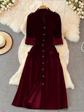 Load image into Gallery viewer, Autumn Winter French Retro Elegant High Grade Velvet Cardigan Dress for Women