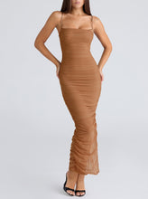 Load image into Gallery viewer, Sexy Stretch Mesh Ruched Maxi Dress Dress Tight Waist Slim Fit Sheath Cami Dress
