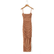 Load image into Gallery viewer, Sexy Stretch Mesh Ruched Maxi Dress Dress Tight Waist Slim Fit Sheath Cami Dress