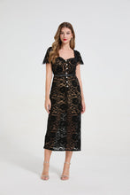 Load image into Gallery viewer, Women Lace Square Neck Rhinestone Bow Dress With 3d Padded Bust And Mermaid Silhouette