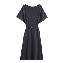 Load image into Gallery viewer, Women with Belt Knitted Mid Length Dress