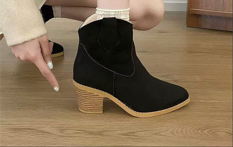 Women's Retro Sock Bootie | Pointed Toe Slip-On | Mid Heel