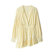 Load image into Gallery viewer, Women Clothing at Quality Collared Button Long Sleeve Lotus Leaf Dress