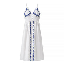 Load image into Gallery viewer, Autumn Embroidery Heavy Industry Sweet Fresh Robe Vacation Beach Vest Maxi Dress