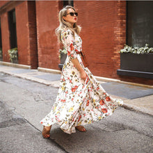 Load image into Gallery viewer, Spring Autumn Dress Printed Large Swing Elegant Chiffon Floral Slim Fitting Dress