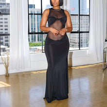 Load image into Gallery viewer, Mesh Stitching Polyester Light Sexy See through Dress Hip Wrapped Dress