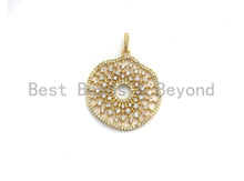 Load image into Gallery viewer, CZ Micro Pave Filigree Hollow out Flower Pendant, Cubic Zirconia Rose Gold/Silver/Black Focal Pendant, 33x35mm,sku#F637