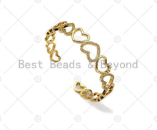 Load image into Gallery viewer, CZ Micro Pave Gold Heart Link Bracelet SKU#LD85