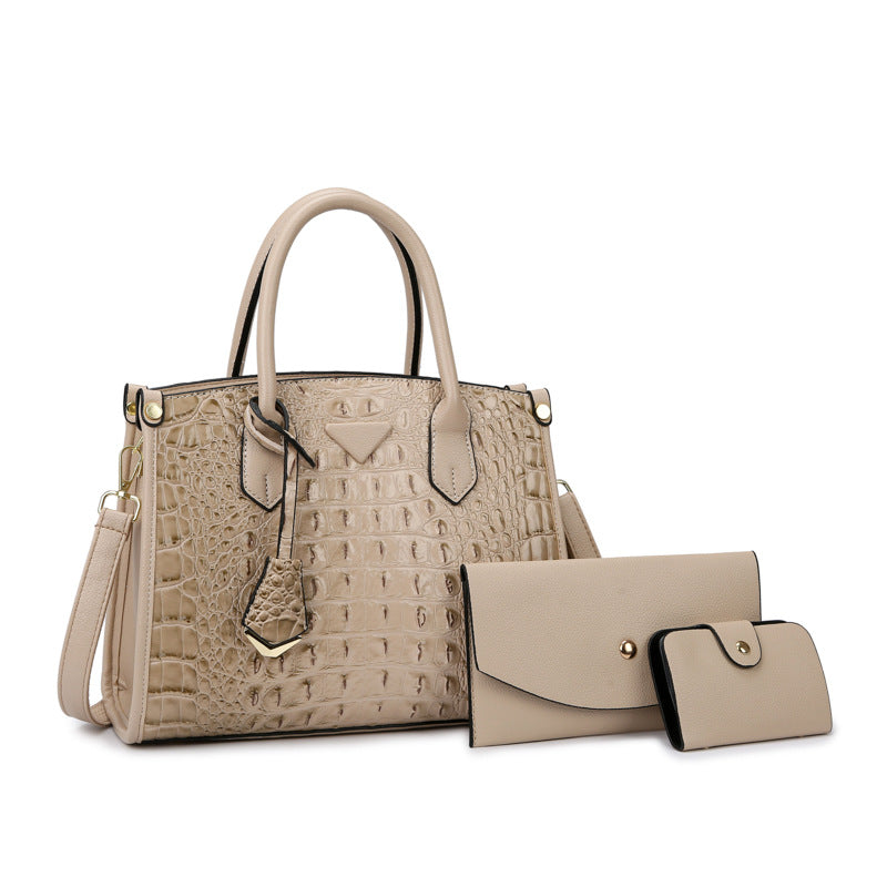 Vintage Crossbody Statement Handbag Set for Women - PU Leather Retro Shoulder Bag