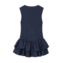 Load image into Gallery viewer, Women Clothing Autumn Sweet Romantic Plaid Laminated Decoration Short Dress