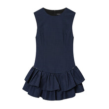 Load image into Gallery viewer, Women Clothing Autumn Sweet Romantic Plaid Laminated Decoration Short Dress