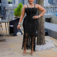Load image into Gallery viewer, Sexy Sling Fringed Sheath Dress Women Bubble Beads