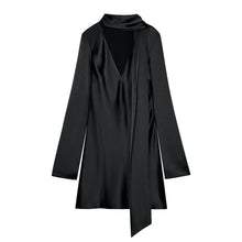 Load image into Gallery viewer, Autumn Women Coat Silk Satin Texture Scarf Dress