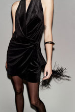Load image into Gallery viewer, Decorated Tassel Velvet Short Dress