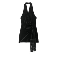 Load image into Gallery viewer, Decorated Tassel Velvet Short Dress
