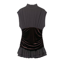 Load image into Gallery viewer, Women Clothing Winter Velvet Stitching Laminated Decoration Short Dress