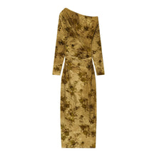 Load image into Gallery viewer, Women Clothing Autumn Lightly Mature Slim Slimming Flocking Pleated Dress