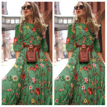 Load image into Gallery viewer, Spring Autumn Dress Printed Large Swing Elegant Chiffon Floral Slim Fitting Dress