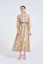 Load image into Gallery viewer, Women Printed Round Neck High Waisted Fitted Dress