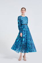 Load image into Gallery viewer, Women Printed Round Neck High Waisted Fitted Dress