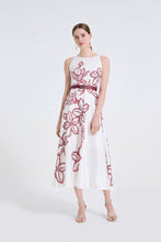 Load image into Gallery viewer, Women High End Three Dimensional Printed Round Neck High Waist A Line Dress