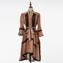 Load image into Gallery viewer, Women Retro And Sexy Dress With Lace Trim And Tie On Waistband