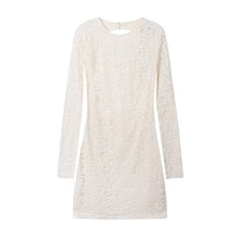 Load image into Gallery viewer, Fall Women Clothing Lace Backless Long Sleeves Wide Hem Long Sleeve Slimming Dress Women