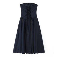 Load image into Gallery viewer, French Elegant Retro Vacation Elegant Sexy Tube Top Lace up Waist Controlled Slimming Dress