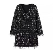 Load image into Gallery viewer, Winter Women Street V neck Tassel Sequ Dress